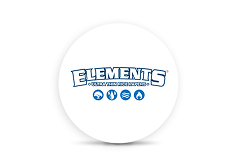 Logo with ELEMENTS text and icons of earth, air, water, and fire elements on a white circular background.