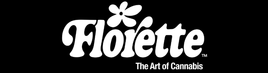 White Florette logo with a flower above the o and the tagline The Art of Cannabis on a black background.