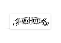 Logo with Heavy Hitters in stylized, bold, black lettering on a white background.