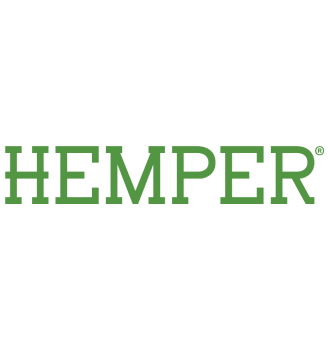 Green text logo reads HEMPER in all capital letters on a transparent background.
