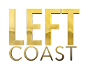 Left Coast in gold letters on a black background.