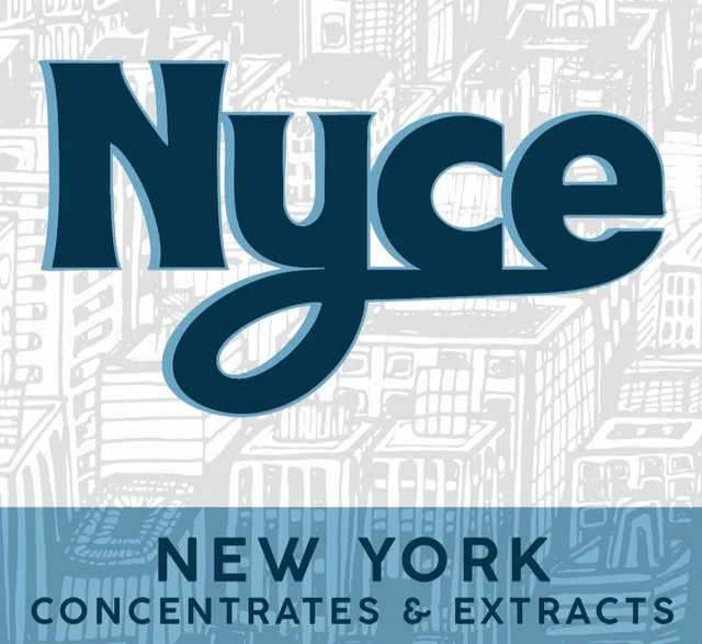Nyce logo with New York cityscape background and text: New York Concentrates & Extracts.
