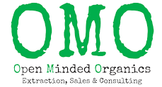 Logo with large green OMO and text: Open Minded Organics Extraction, Sales & Consulting below.
