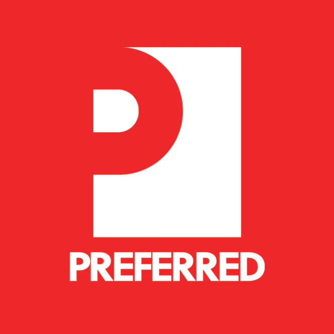 Red logo with a large stylized white P and the word PREFERRED in bold white letters underneath.