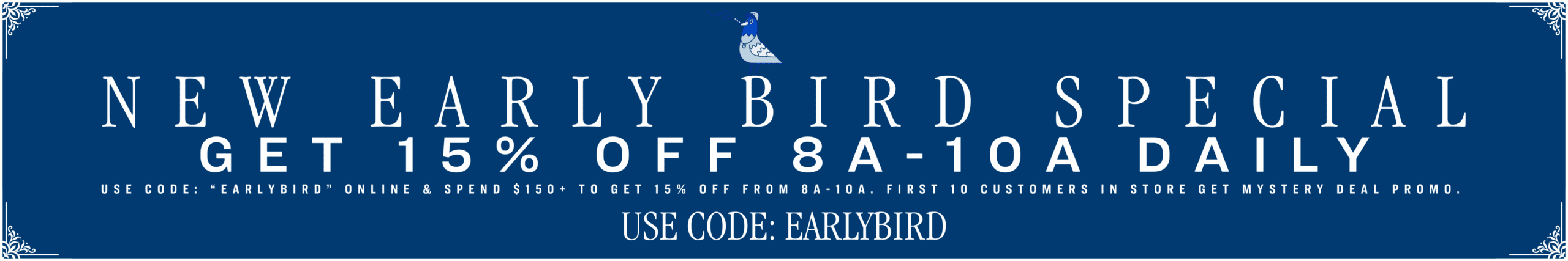Blue banner: New Early Bird Special at Torches NYC Dispensary—Get 15% Off 8A-10A Daily. Use code EARLYBIRD for online discount.